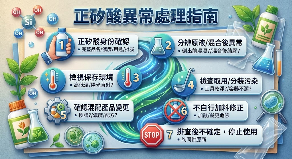 正矽酸出現混濁、沉澱怎麼辦？常見原因、排查流程與使用注意事項